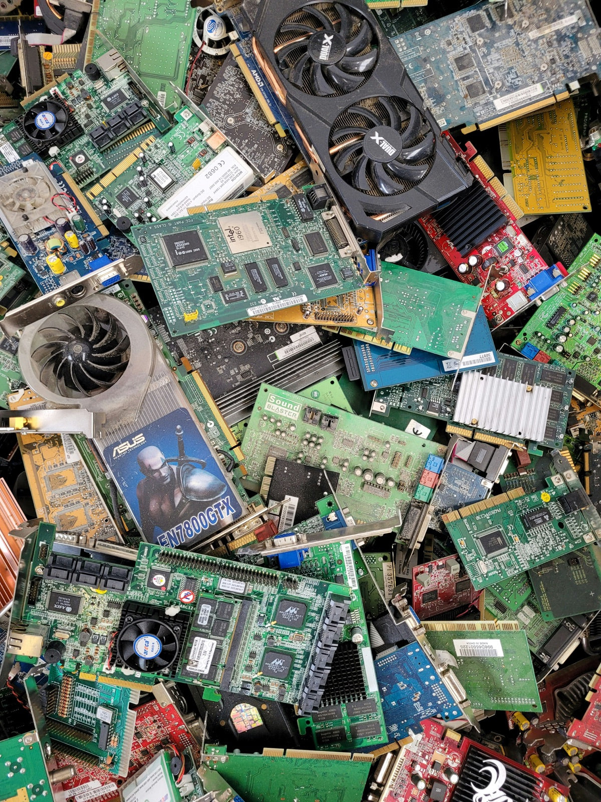 A pile of discarded household batteries